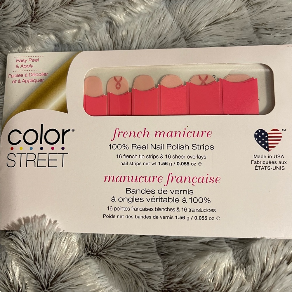 Color Street French Manicure Nail Strips in Pink Standing Strong Breast Cancer
